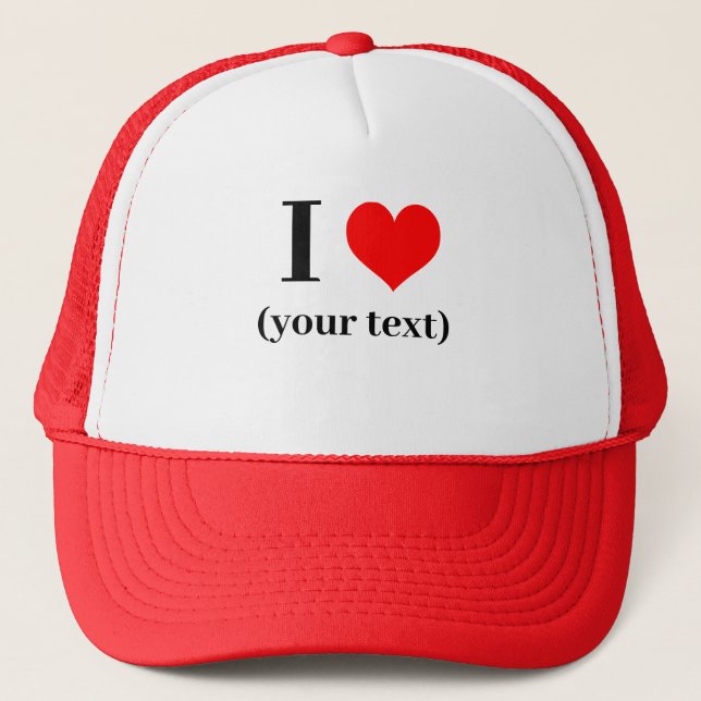 Casquette PERSONNALISÉ! I Heart Trucker Hat - Blanc et Rouge (Devant)