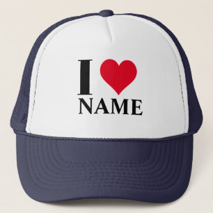 Casquette Personnalisé I Nom du coeur Trucker Chapeau