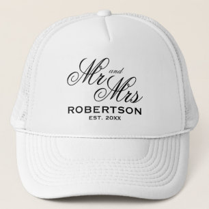 Casquette Personnalisé M. et Mme nouvellement mariés couple 