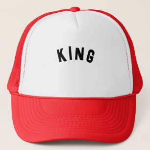Casquette personnalisée roi texte nom Blanc et Rou