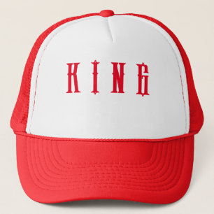 Casquette personnalisée roi texte nom Blanc et Rou
