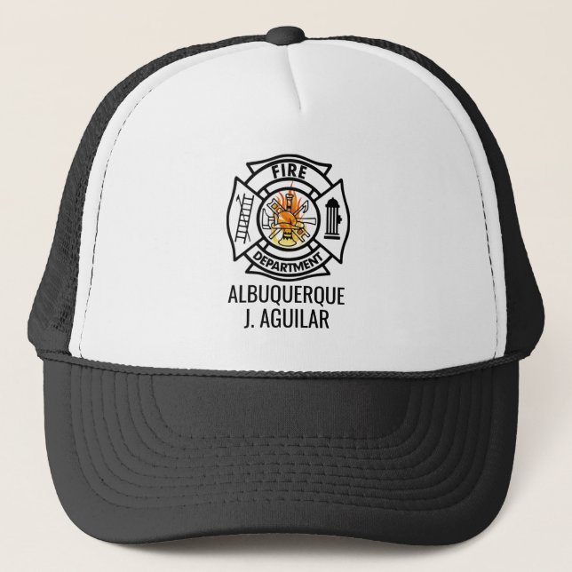 Casquette Personnaliser Nom Cool Mesh Black Firefighter (Devant)