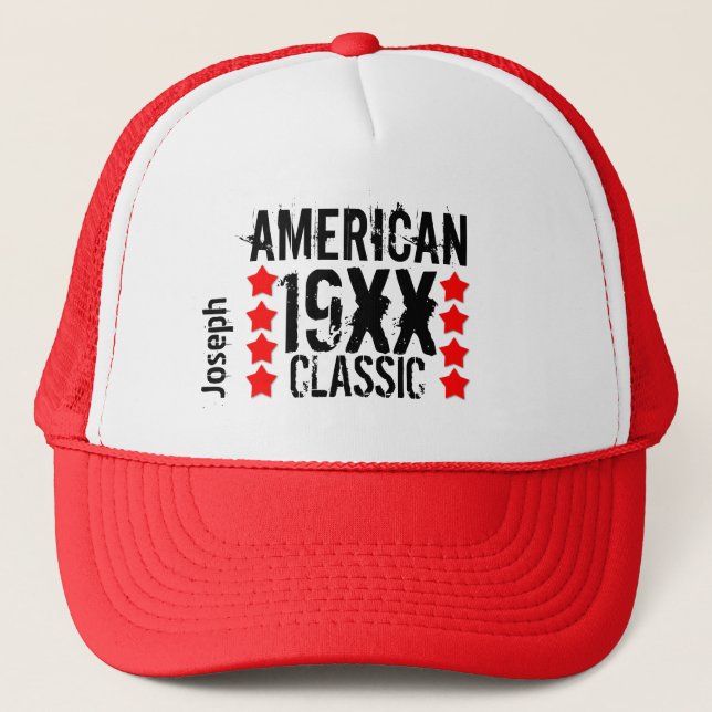 Casquette Personnalisez V10 NOIR et ROUGE de nom d'année (Devant)