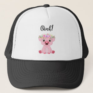 Casquette Petit cochon à couronne florale