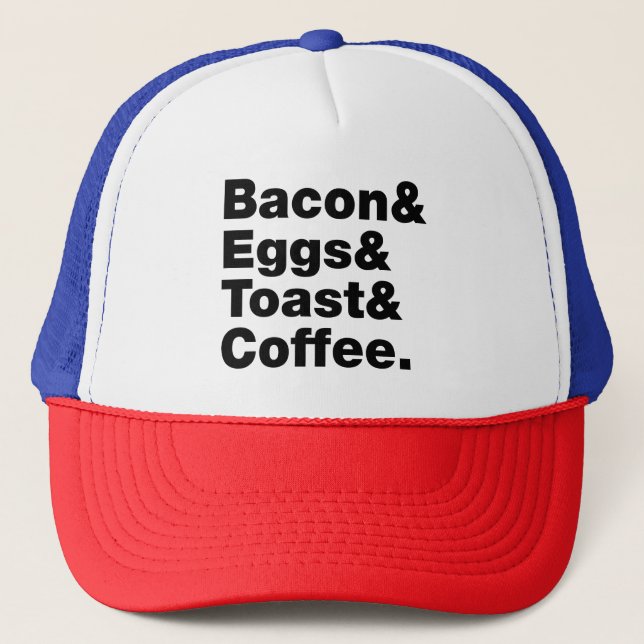 Casquette Petit-déjeuner (Bacon & oeufs & Toast & Coffee.) (Devant)