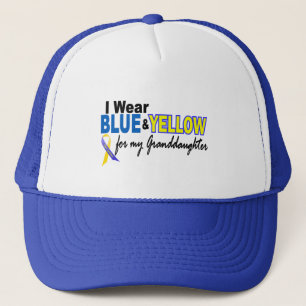 Casquette Petite-fille bleue et jaune 2 d'usage de syndrome
