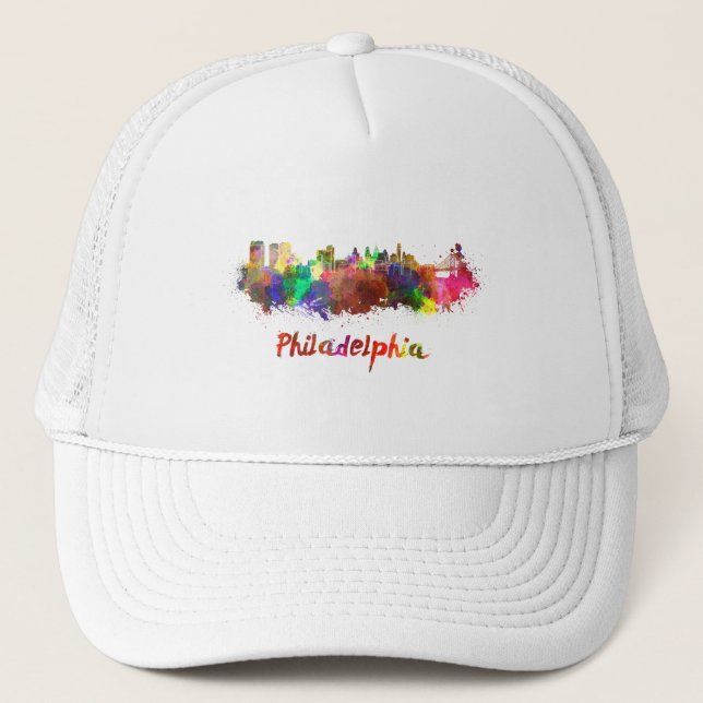Casquette Philadelphie skyline in watercolor (Devant)