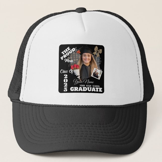 Casquette Photo personnalisée, Fière maman d'un diplômé de 2 (Devant)