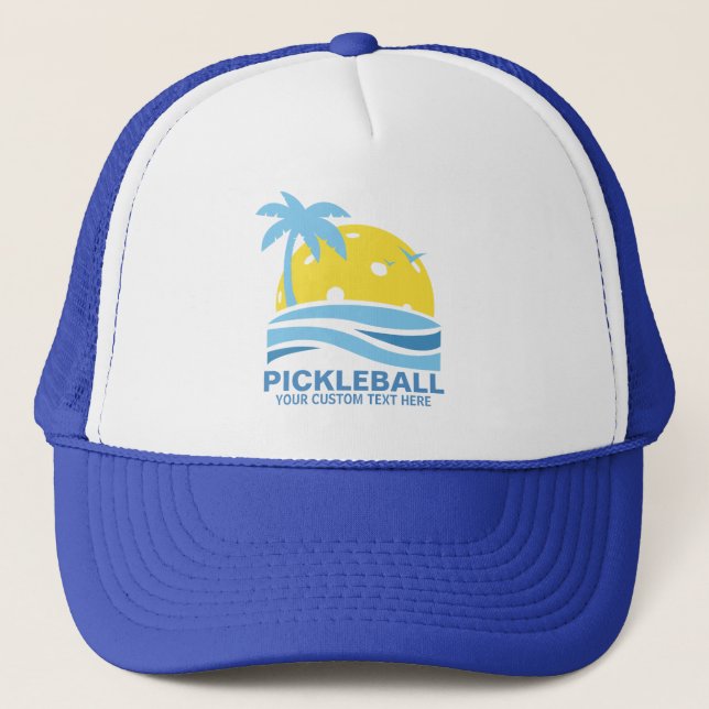 Casquette Pickleball Tropical Palm Tree Sun Votre texte pers (Devant)