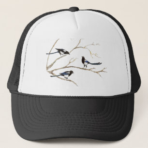 Casquette Pie magique famille oiseau faune nature Art aquare