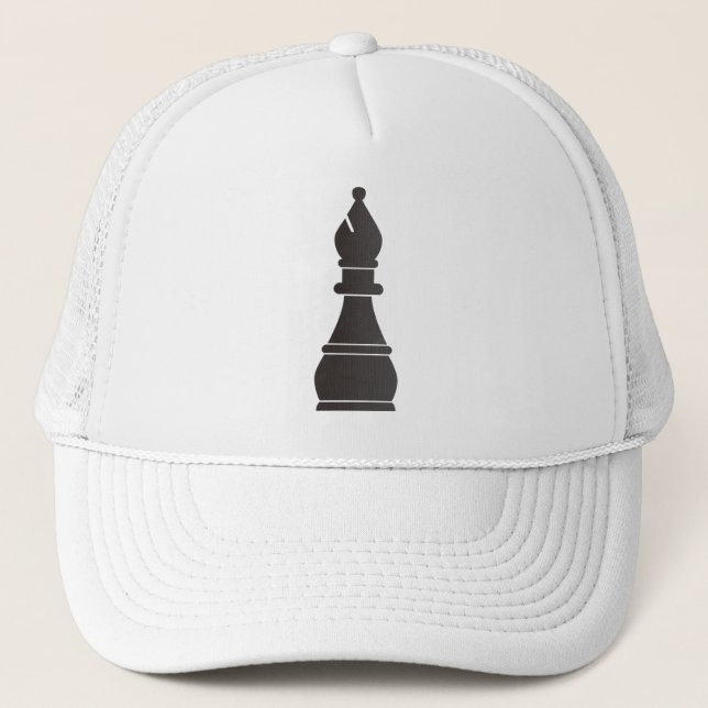 Casquette Pièce d'échecs noire d'évêque (Devant)
