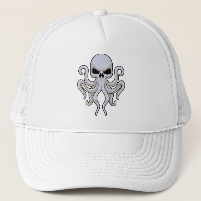 Casquette Pieuvre avec 8 bras et crâne (Devant)