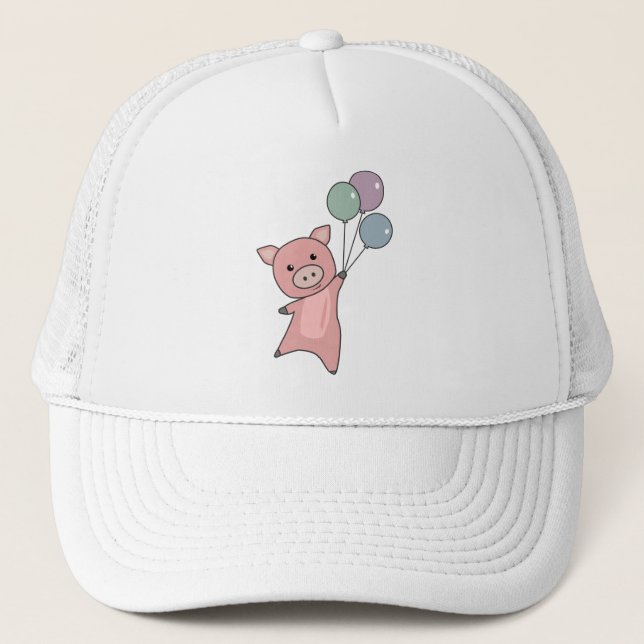 Casquette Pig Piglet Ballons mouches mignons animaux (Devant)