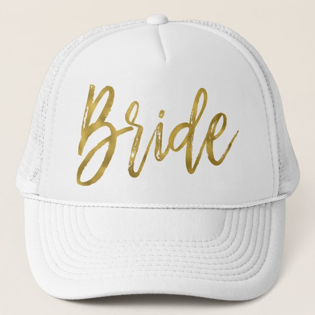 Casquette Pile d'or de mariée et chapeau de camion blanc (Devant)