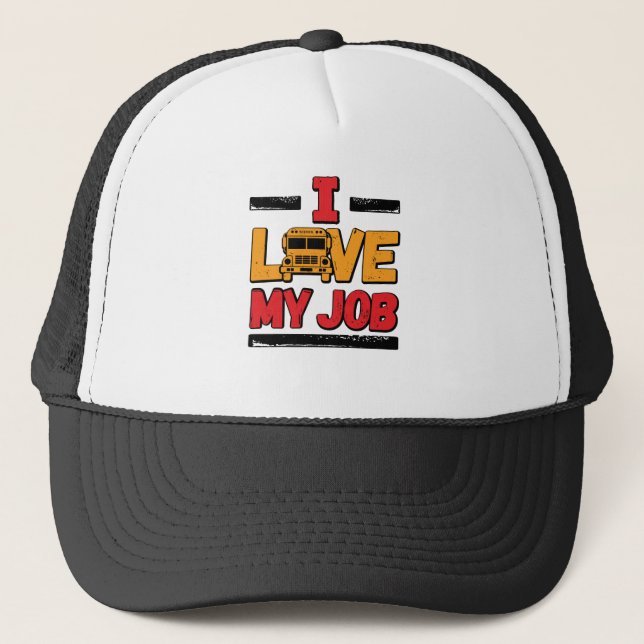 Casquette Pilote De Bus Scolaire J'Aime Mon Travail (Devant)
