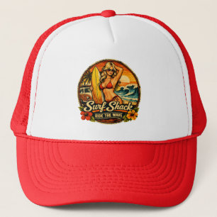 Casquette Pin-Up Surfeur Surf Shack   Surfez la Vague Plage