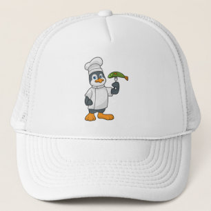 Casquette Pingouin à cuire avec tablier de poisson et de Cui