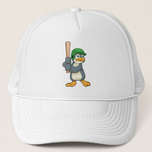 Casquette Pingouin au baseball avec batte et casque de baseb