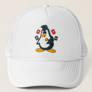 Casquette Pingouin au Poker avec cartes de Poker