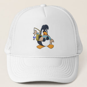 Casquette Pingouin comme pêcheur avec poisson