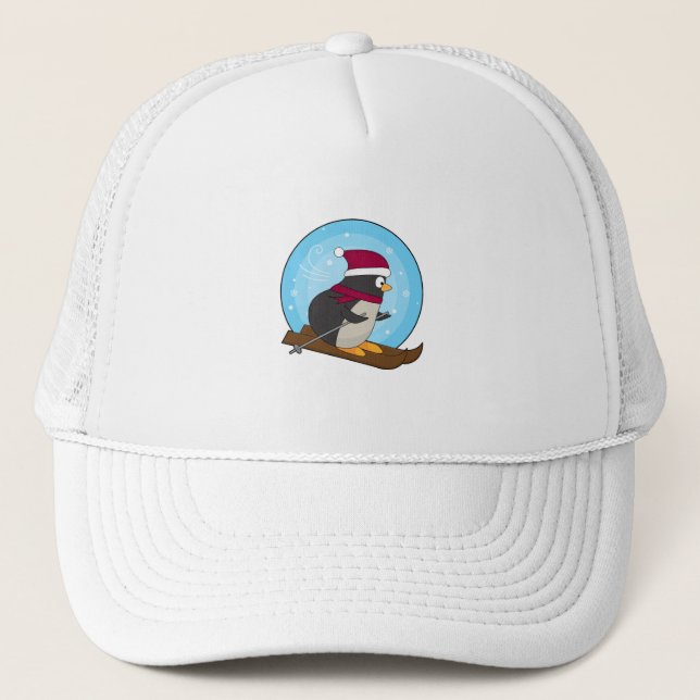 Casquette Pingouin comme skieur avec ski (Devant)