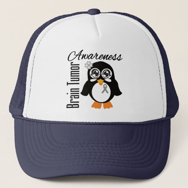 Casquette Pingouin de sensibilisation à la tumeur du cerveau (Devant)