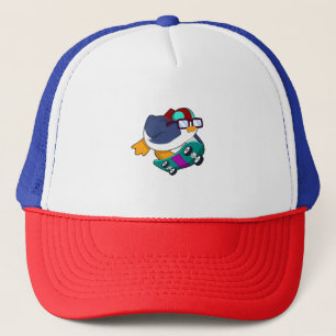 Casquette Pingouin en patinage avec skateboard