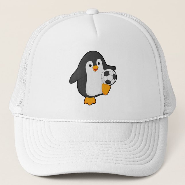 Casquette Pingouin joueur de football avec balle de football (Devant)