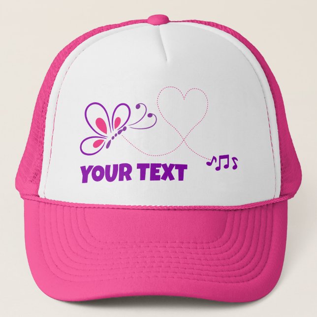 Casquette Pink and Purple Butterfly Heart Customized (Devant)