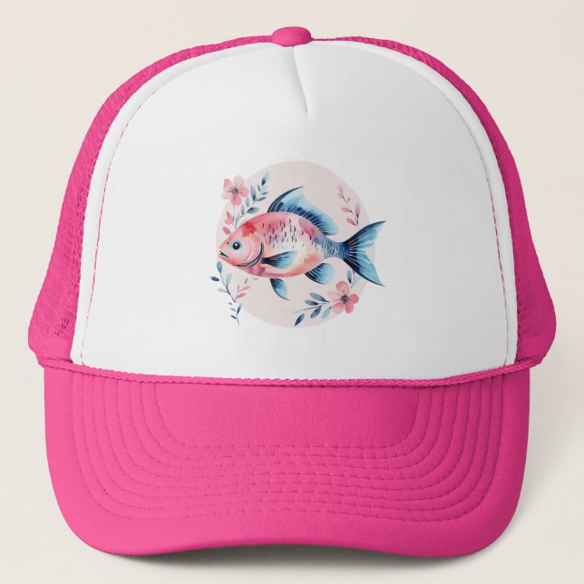 Casquette Pink Fish Art Tee (Devant)