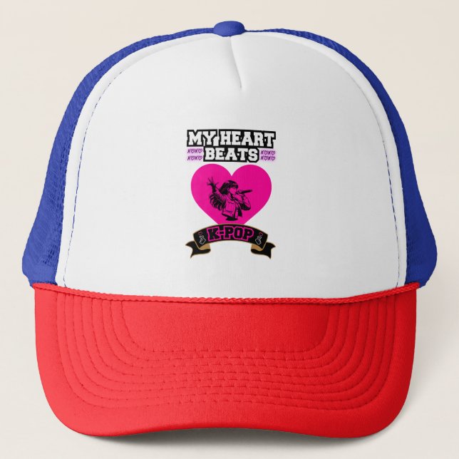 Casquette Pink Heart Idol chanter KPop Music Love Design (Devant)