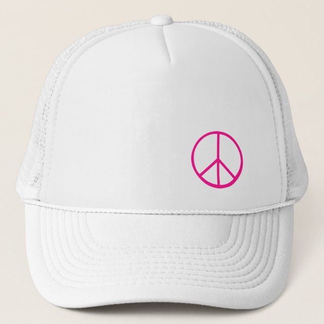 Casquette Pink Peace Sign Modern White (Devant)