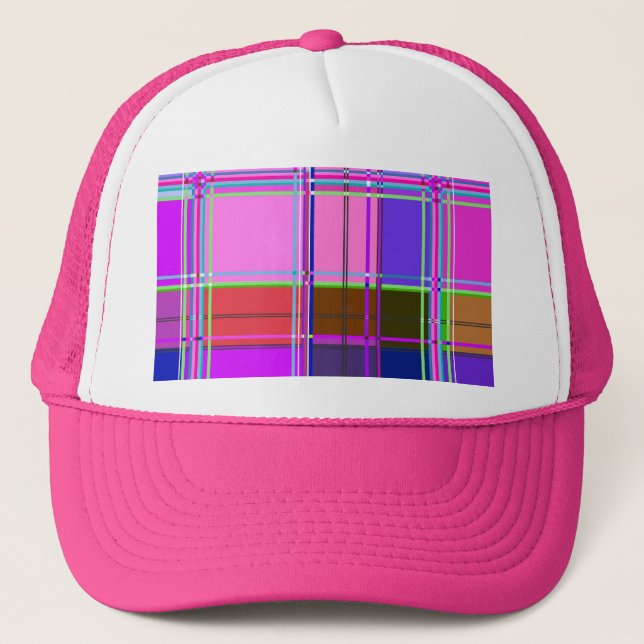 Casquette Pink tartan Fabric Pattern Cloth Madras (Devant)
