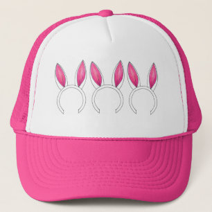 Casquette Pink White Easter Bunny Rabbit Ears Baby Shower