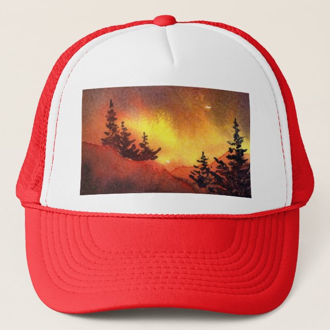 Casquette Pins de campagne sur une colline au coucher du sol (Devant)
