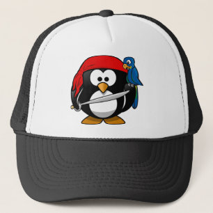 Casquette Pirate Penguin avec une Bandanna rouge et un Parro