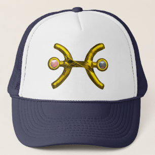 Casquette PISCES or Zodiac signe d'anniversaire, perles rose