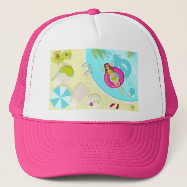Casquette Piscine fille en bikini plage d'été (Devant)