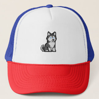 Casquette Pixel Art Curious Husky T-shirt - Adorable Rétro D