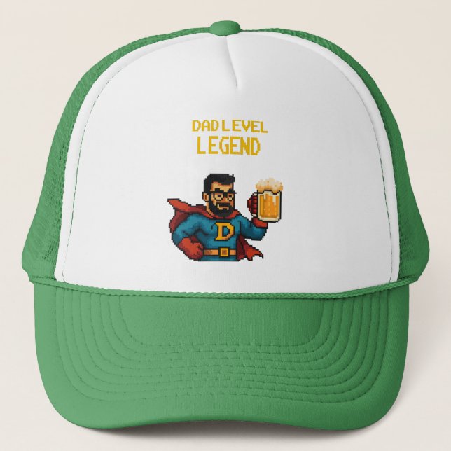Casquette Pixel Art Superhero Papa Casquette, Fête des pères (Devant)