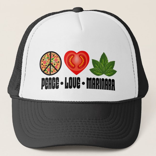 Casquette Pizza signe de paix Tomato Coeur et Feuilles de ba (Devant)