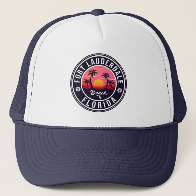 Casquette Plage de Fort Lauderdale Floride Retro Sunset 60s (Devant)