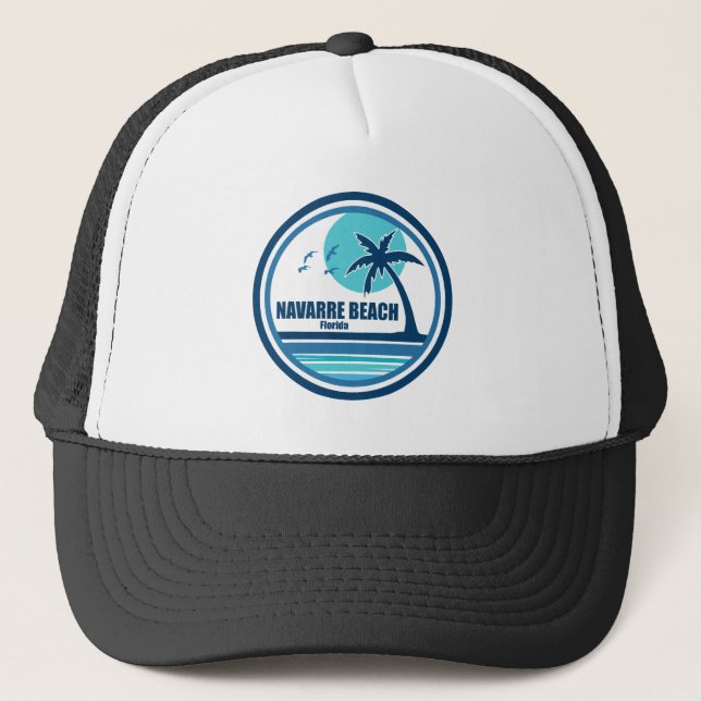 Casquette Plage de Navarre Floride Palmiers Oiseaux (Devant)