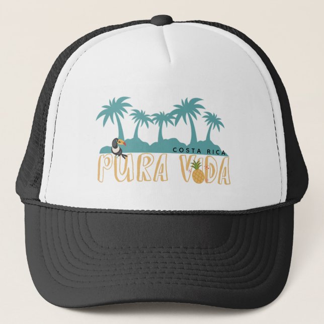 Casquette Plage de toucan de palmier du Costa Rica Pura Vida (Devant)