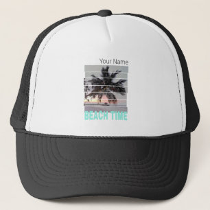 Casquette Plage Temps Vintage Jetée Palmier Coucher de solei