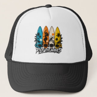 Casquette Planches de surf rétro chevauchent les vagues Conc