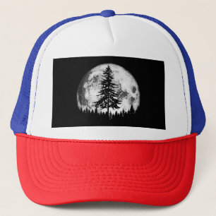 Casquette Pleine lune rétro et minimaliste Arbre à pin Vinta