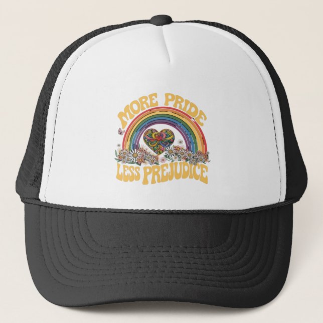 Casquette Plus de fierté Moins de préjugé Retro Rainbow Prid (Devant)