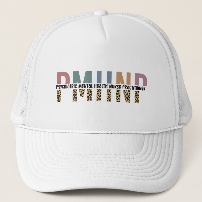 Casquette PMHNP Empreinte de léopard Psychiatrie Santé menta (Devant)