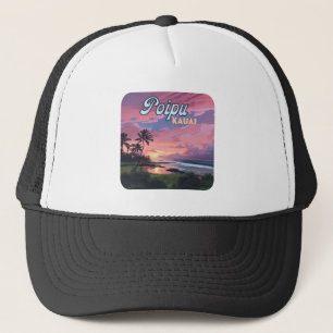 Casquette Poipu Kauai Hawaii Plage Palmiers Rétro
